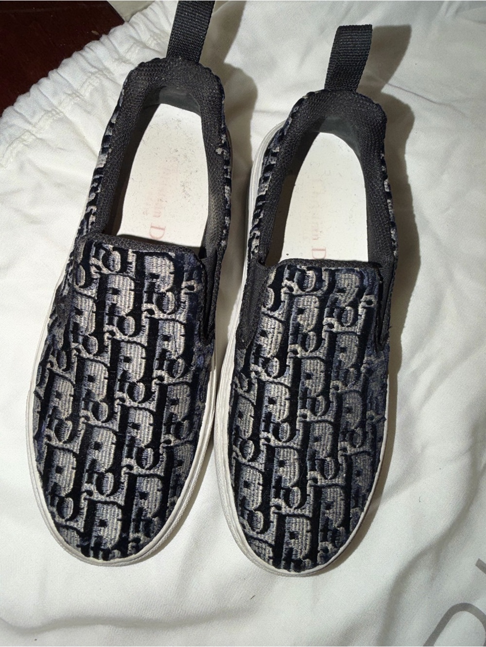 DIOR 37 Monogram Slip-On Sneakers in Black and Gray